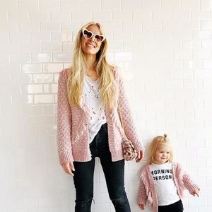 En Elly Emma Fringe Sweater Cardigan Pink